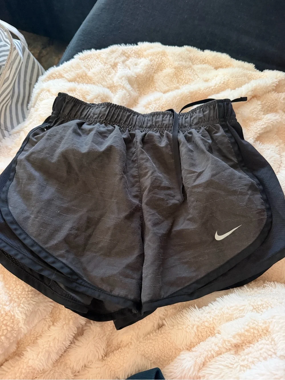 Nike Black Women's Athletic Running Shorts with White Swoosh